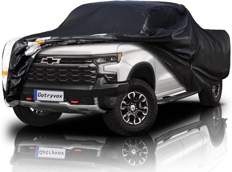Cotryvox Chevrolet Silverado 1500 Truck Cover Custom Fit 1998-2026 Extended Cab SB (8.1') with Door Zipper, 12 Layers Full Exterior Pickup Truck Cover Waterproof All Weather, Wind Dust Sun and UV Protection. - Image 1